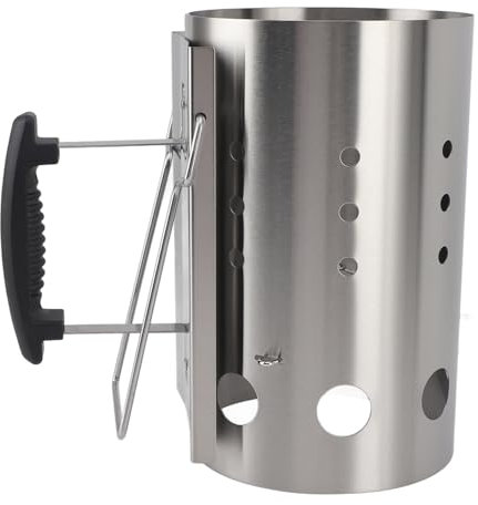 RockVOQRN Tragbarer, effizienter Holzkohle-Starterkamin aus Edelstahl für Grill, Camping, Picknick