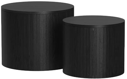 Vicco Couchtisch-Set Tavilo, Eiche/Schwarz, 48 x 48 cm | 2 Teile, mit Liftfunktion und abnehmbarer Seitenwand
