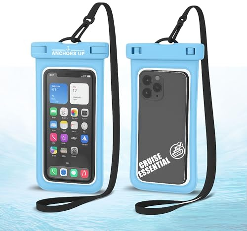 Cruise Waterproof Phone Pouch with Lanyard – Universal Mobile Case for iPhone & Android – Cruise & Beach Holiday Essential – Fits Most Phones – Underwater Touchscreen Bag for Pool & Travel (Blue)