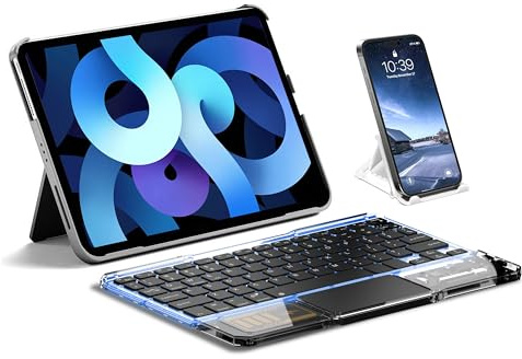 dunfirn Ultrasmalt Bluetooth-tangentbord med pekplatta, trådlöst RGB-bakgrundsbelyst, bärbart uppladdningsbart tangentbord för iPad, surfplatta, bärbar dator, Windows, Android, macOS-enheter