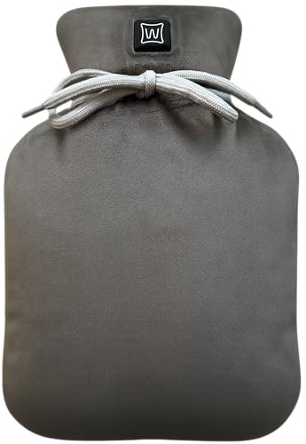 Warmpi Buddy elektrische Wärmflasche ohne Wasser, kabellos, beidseitige Wärme, 3 Stufen 40/50/60 °C, inkl. 10.000-mAh-Powerbank, 30 × 20 cm – Samt Grau