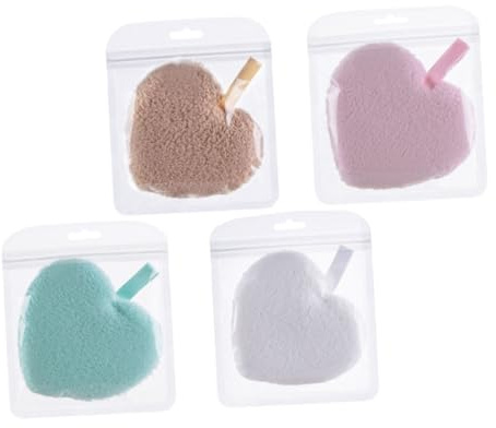Éponge Faciale Cœur 4 Pièces, Démaquillage, Nettoyage, Exfoliation | Sponge Lavable, Format Voyage et Déplacement, Retire L’excès D’huile, pour Femmes, Lot Pratique