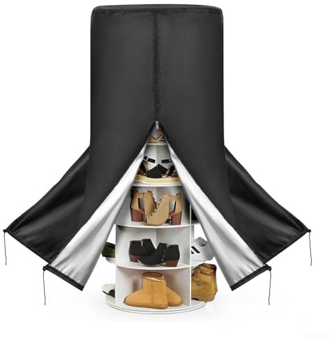 Cubierta giratoria impermeable para torre de zapatos con tela Oxford y revestimiento de poliuretano, capa de protección UV, resistencia al polvo y cremallera central para un fácil acceso a los zapatos