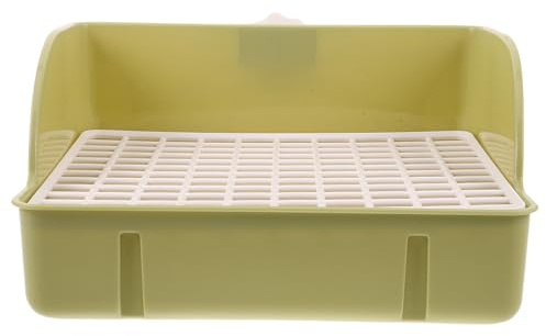 TOGEVAL Kaninchenstreubox mit Spritzschutz Große Katzentoilette aus Kunststoff Rechteckige Haustier Einstreu Toilette für Kaninchen Meerschweinchen und Kleintiere