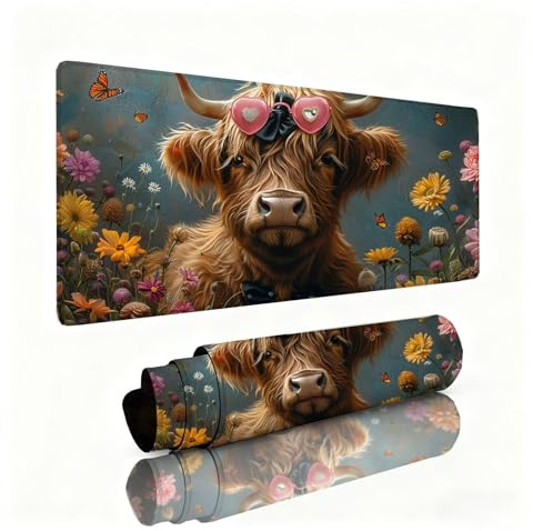 Alfombrilla Ratón Buey Alfombrilla Escritorio 800x400x3mm Crisantemo Mouse Pad con Base de Goma Antideslizante, Mejora la Precisión y la Velocidad, Sujeción Estable en Superficies, PC, Oficina 0B-517