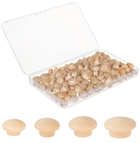 GORGECRAFT 160pz 4 Estilos de Tapones de Madera 10 13 15 18.5mm Tapones de Madera Agujeros de Tornillos Tapones de Botón Tapones de Madera Dura Tipo Hongo Huecos En Tubos de Bloqueo Muebles Mesas