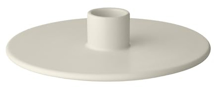 blomus Kerzenhalter -Vela- | Farbe Moonbeam | Größe M | Flach | Aus Keramik; Für stimmungsvolles Kerzenlicht; Ø 16 x H 3,5 cm