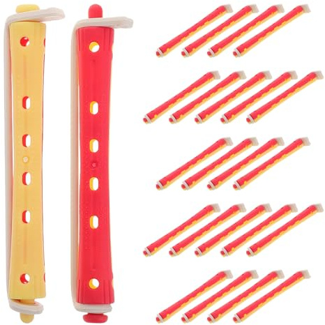 HOMSFOU 24 Varillas para Permanente Ondas Frías sin Calor para Cabello Corto y Largo, Juego de Rulos Pelo de 24 Piezas, Accesorios para Rizar el Cabello para Uso Doméstico
