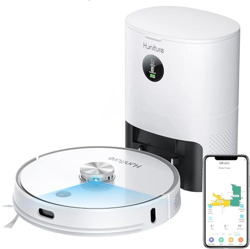 HONITURE Robot Vacuum Cleaner with Mop, 10000Pa Hyper Suction, Lidar Navigation, 4L Auto Self-Emptying, Robot Vacuum Cleaner with Smart Mapping APP/Remote/Voice Control, for Pet Hard Floors Carpet
