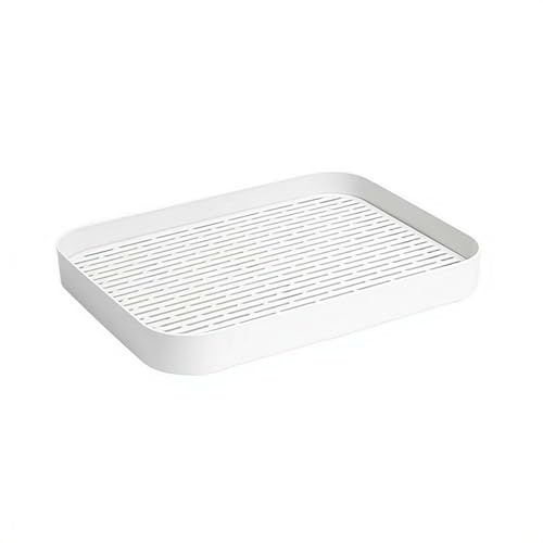 Vassoio scolapiatti a doppio strato, in plastica PP resistente al calore, con raccogli gocce per cucina, bicchieri, stoviglie, organizer versatile per bagno, senza BPA e resistente al calore (bianco)