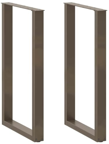 QJBSAVVA 2er Set Bartischbeine U-Form, Tischkufen 60x100-101 cm aus pulverbeschichtetem Stahl, Höhenverstellbare Nivellierfüße, Robustes Metallgestell für Bartisch & Stehtisch, Naturstahl