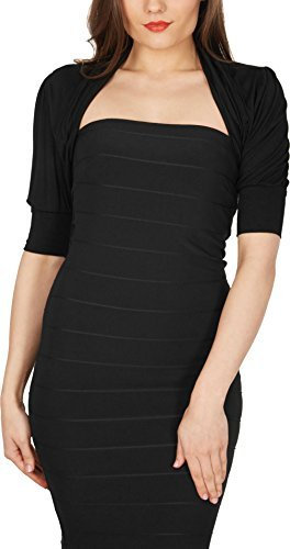 BlackButterfly Half Sleeve Bolero Shrug (Black, L)