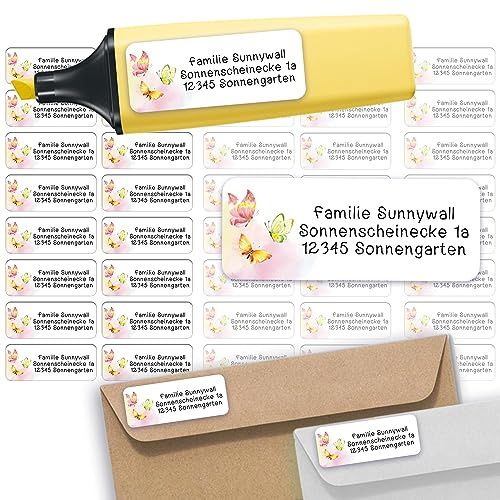 Adressaufkleber Pattern Absenderetiketten personalisiert 110 Stück | Etiketten mit Wunschadresse Namensaufkleber Schule Adresslabel Ordner Büro Alltag klar bedruckt selbstklebend