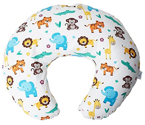 Niimo® Stillkissen klein - Stillhörnchen mit 100% Baumwollbezug & geräuschlose Füllung - Weicher & waschbarer Stillkissen Mond für unterwegs & Zuhause (Dschungel)