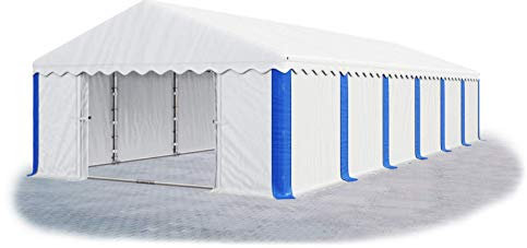 Das Company Lagerzelt 6x12m wasserdicht weiß-blau mit Bodenrahmen 240g/m² PE Plane hochwertig Gartenzelt Summer Floor MPE