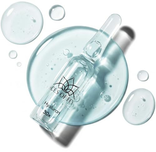 Hyaluron Booster FACES OF FEY - 30x1,3ml Ampullen mit 1,25% Hyaluronsäure 4-fach-Komplex - Dermaroller & Microneedling Serum fürs Gesicht - intensive Feuchtigkeit gegen Trockenheitsfältchen, vegan