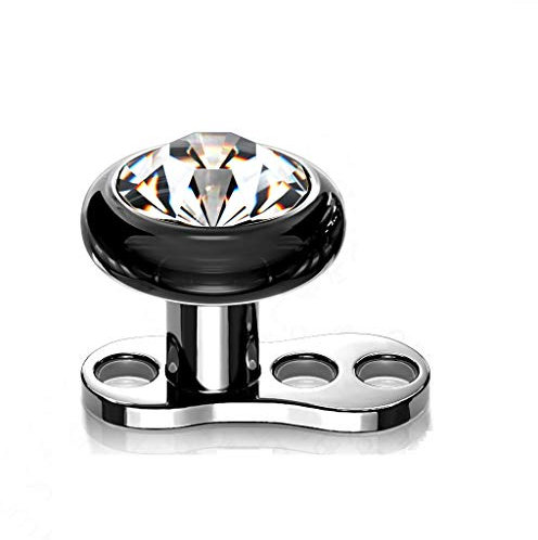 Paula & Fritz® Dermal-Anchor Set Hauptplatte UND Aufsatz 3 Loch Kristall 4-mm Schwarz/Klar Titan Grad 23 Implantat Skin Diver Tops and Base Erstpiercing