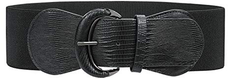 SUOSDEY Women Wide Stretchy Vintage Belt,Ladies Elastic Waist Belts with Hook Buckle for Dress Jumpsuit Long Coat Black