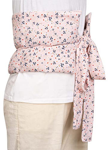 Almohada de trigo para microondas, 100% algodón, almohada térmica de tejido de piqué, cámaras separadas, almohada de trigo para atar, 65 x 23 cm, color rosa