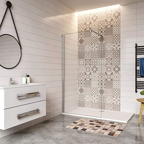 Doccia Walk In 110x200cm Vetro 10mm Barra 90cm Tagliabile | Cromo Lucido, Parete Doccia Anticalcare, Trasparente Vetro Temperato, Parete Fissa