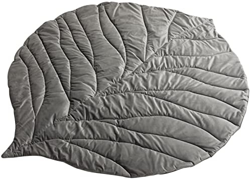 Bellochi Spielmatte für Baby und Kinder - Grau - 138x120 cm - Universal Spielteppich zum Krabbelnlernen - für Innen- und Außenbereich - Weiches Veloursstoff - Blattform