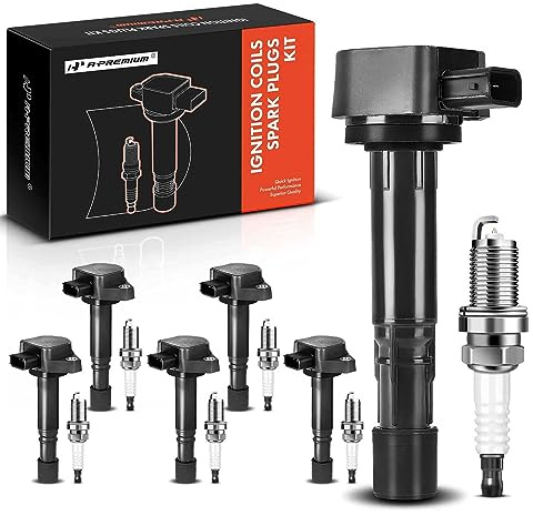 A-Premium Set of 6 Ignition Coil Pack and Iridium Spark Plugs Compatible with Honda Pilot Ridgeline 2006-2008 & Acura MDX 2003-2006 & Saturn Vue 2004-2007, V6 3.5L