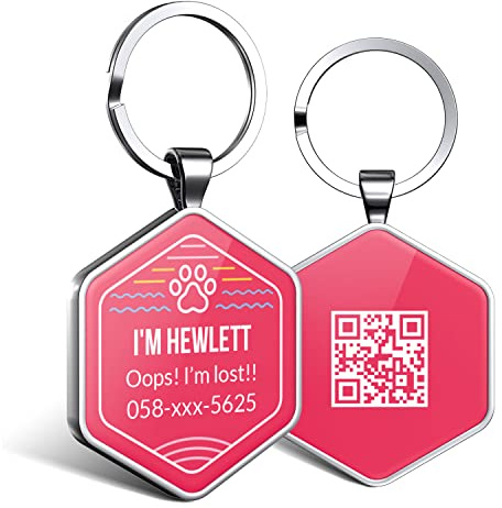 DISONTAG Hundemarke Personalisiert mit QR Code,32 mm 2 Seiten Dog Id Tag mit SchlüSselring für Hundehalsband,Leichter zu Lesen als Gravur– Online|Modifizierbar|Colourful(Runden)