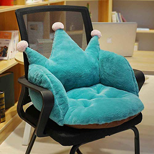 Crown Armchair Cushion Semi-Enclosed Chair Backrest Cute Office Chair Pads Warm Desk Seat Cushion for Women Girl Soft Floor Sofa Non-Slip Sitting Mat Plush Home Lumbar Waist Back Support Pad