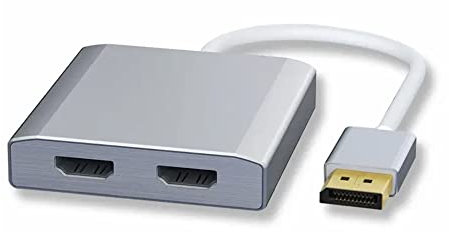 WJESOG 1x2 Displayport doppio HDMI Splitter Adattatore, DP a 2 HDMI Hub Multi Stream Transport Support 4K Risoluzione Supporto MST, SST