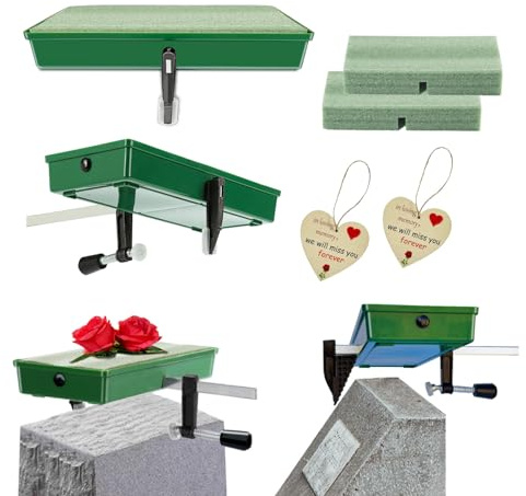 ALL SPECIAL 2 Sets Friedhofssättel für Grabstein, Gedenksättel für Grabsteine, passen auf Grabstein, extra breit von 15,2 bis 30,5 cm, werden nie vom Wind weggeweht (patentiertes Produkt)