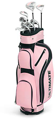GYMAX Set di Mazze da Golf per Donna con Sacca Portatile, Kit Completo di 10 Pezzi per Donna con Driver 460 cc in Lega, Legno 3 di Fairway, Ibrido 4, Ferro 6 7 8 9 e Putter, Rosa