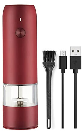 MACIMO Macinapepe Elettrico Ricaricabile, Macinapepe Automatico E Macina Sale Con Luce LED, Ricarica Rapida USB (Color : Red)