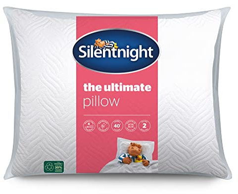 Silentnight Ultimate Pillow - Soft and Supportive Bed Pillow with Luxury Quilted Pinsonic Soft Touch Cover, Machine Washable and Hypoallergenic for Back and Side Sleepers - Pack of 1, White