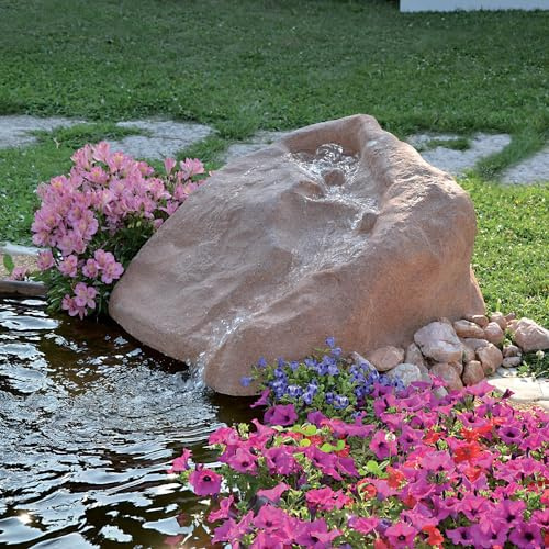 Giordanoshop Roccia Artificiale con Sorgente 90x95x55 cm per Laghetti da Giardino in Vetroresina