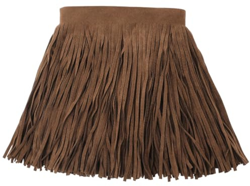 Yalulu Wildleder Fransenband, 2 Meter, Dunkelbraun, Rustikal, Einfarbig, Kunstleder, Wildleder, Dekoband für Nähen, Apparel, Gardinen, Möbel, Basteln