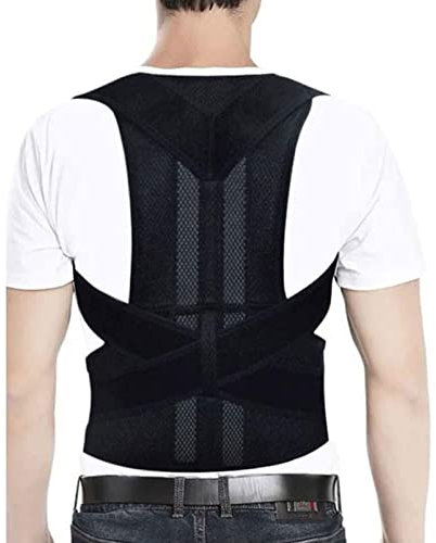 S-5XL Plus Size Haltungskorrektor Verstellbarer Rücken-Schulter-Lendengurt Unterstützung Der Schlüsselbeinwirbelsäule Schmerzlinderungsbandage Für Den Oberen Und Unteren Rücken ( Color : Black , Size