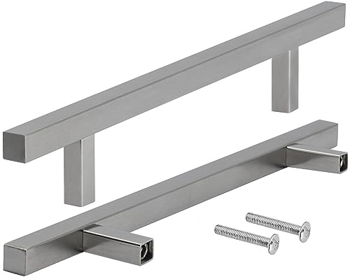 Stahlia Möbelgriffe Edelstahl 192 mm Bohrlochabstand Schrankgriffe silber (5 Stück) Küchengriffe 10x10mm Schubladengriffe Handgriff Relinggriff Stangengriff