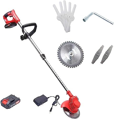 RUTAVM Portatile in Mano Tagliaerba Senza Fili, Tosaerba Portatile Ricaricabile con Testa Girevole a Lunghezza Regolabile con 3 Lame a Batteria 24V diserbo Leggero for Prato