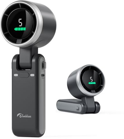 Diveblues Portable Handheld Fan, High-Speed Turbo Portable Fan, LED Display, Up to 12 Hours, 4000mAh Battery, 5 Wind Gear, Rechargeable small Hand Fan for Travel/Commute/Outdoor, Gifts for Women