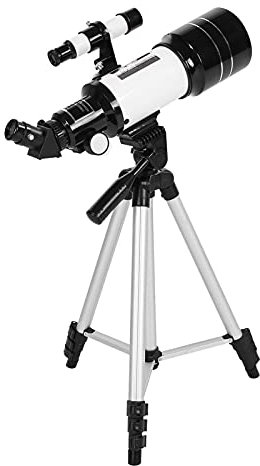 CCKUHN Teleskop-Refraktor-Spektiv mit 5 x 24-Sucherfernrohr, Stativ, Mondfilter, 3-fache Barlow-Linse für Sternbeobachtung, Vogelbeobachtung, Camping, 70 mm, astronomisches 150-faches Hoc