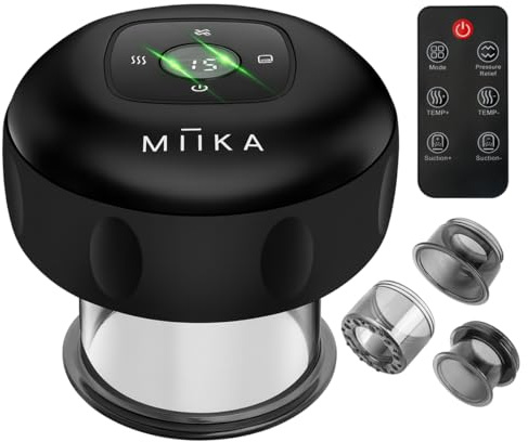 MIIKA Elektrisches Schröpftherapie-Set mit Fernbedienung, Bonus Reiseetui, Smart Schröpftherapie Massagegerät für Massagetherapie, Rotlicht & beheizte Saugnäpfe für Körperentspannung