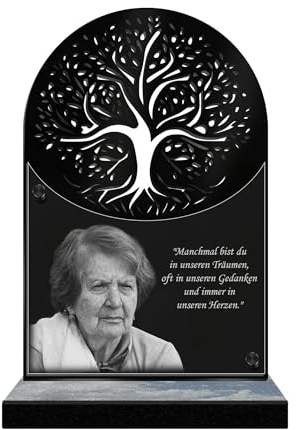 ETERNEL - Personalisierte Grabplatte Baum des Lebens - Foto und Text anpassbar, lasergravierte Grabplatte für Hommage, Plexiglass, Grabplatte, Friedhof, Beerdigung, Trauer