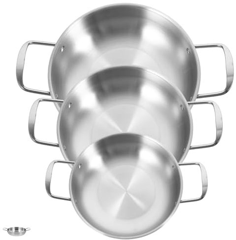 Ciieeo 3pcs Stainless Steel Soup Pot Ramen Pot Handles Korean Style for Cooking Instant Noodles Camping Hiking