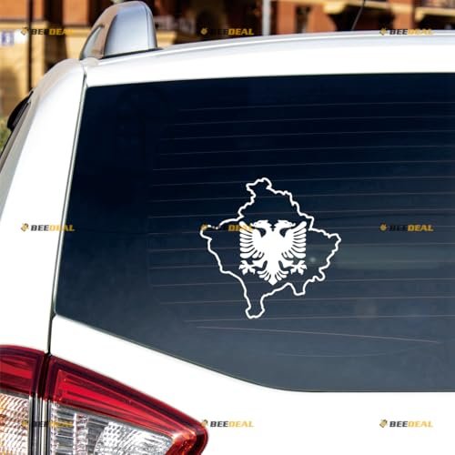 Kosovo Karte Albanien Doppelköpfiger Adler Aufkleber Decal Vinyl - 2er Pack Weiß 15,2cm - für Auto Boot Laptop Becher Ohne Hintergrund Konturschnitt