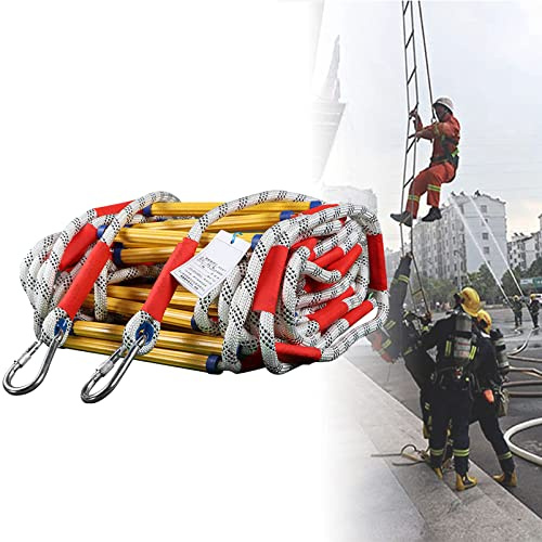 Emergency Foldable Escape Ladder - 82FT/25M, Compact & Lightweight with Extra Wide Treads, Ideal for 2-6 Story Indoor/Outdoor Fire Safety & Quick Evacuation