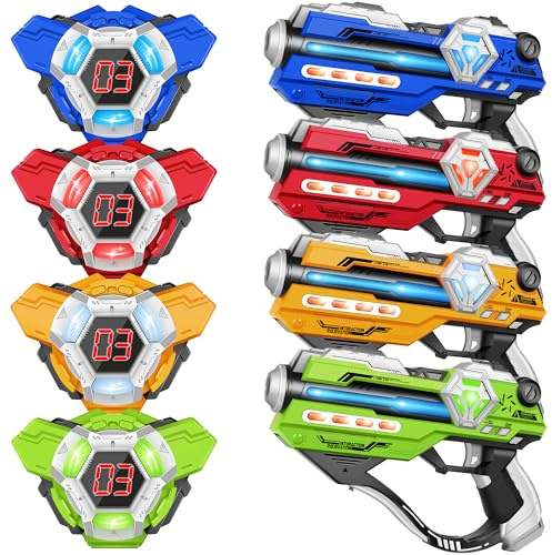 Laser Tag Guns Set of 4 Laser Tag Guns with Digital LED Score Display Vests,Gifts for Teens and Adults Boys & Girls,Adults and Family Fun,Gift for Kids Ages 8 9 10 11 12+Year Old Boy
