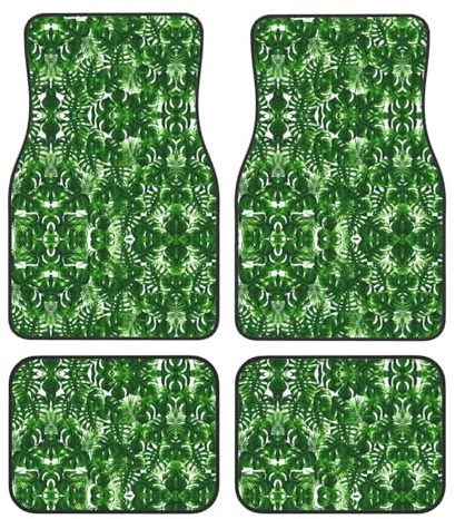 Monstera Deliciosa Banana Palm Cars Floor Mat 4-Piece All-Season Rubber Suvs Trucks Black Car Mat Set Anti Slip Backin