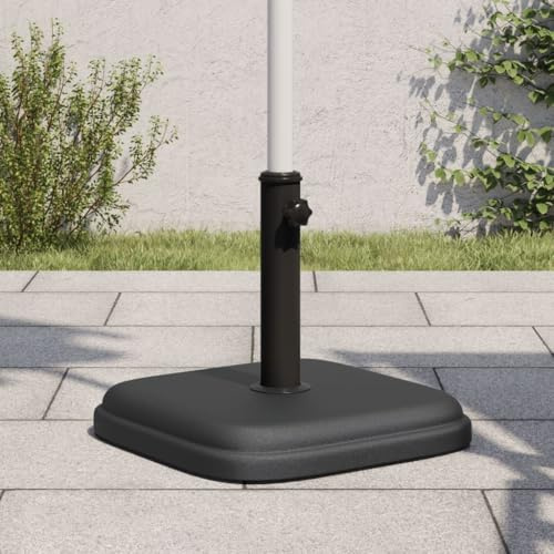 Teenpull Parasol Stand 25 kg for Garden and Patio, Square Black, Robust Concrete Base with 3 Adapters for Diameter 32/35/38 mm Pole, Sturdy Outdoor Umbrella Holder