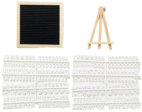 Toyhood Felt Letter Board Set, 20cm x 20cm Wooden Changeable Letter Board with 340 Letters, Wooden Bracket, DIY Frame Message Sign Memo Menu Notice Boards, for Home Party Wedding