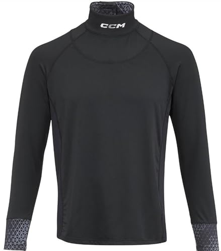 CCM Long Sleeve mit integrierten Halsschutz Senior Schwarz Textilien-Senior-Größen